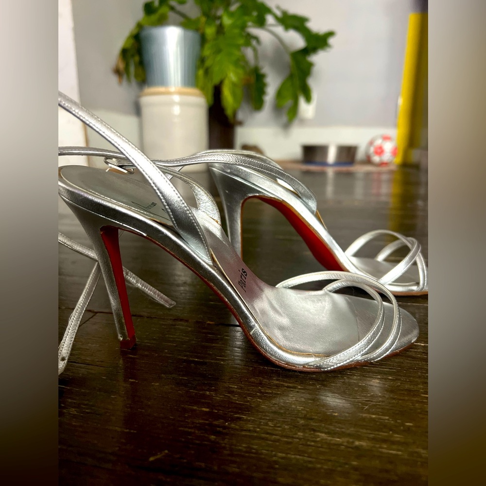 Christian Louboutin Paris red bottom ankle strap heels